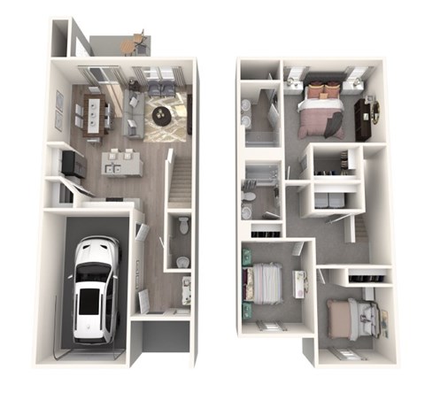 Floor plan for 3 beds, 2.5 baths, 1400 sqft